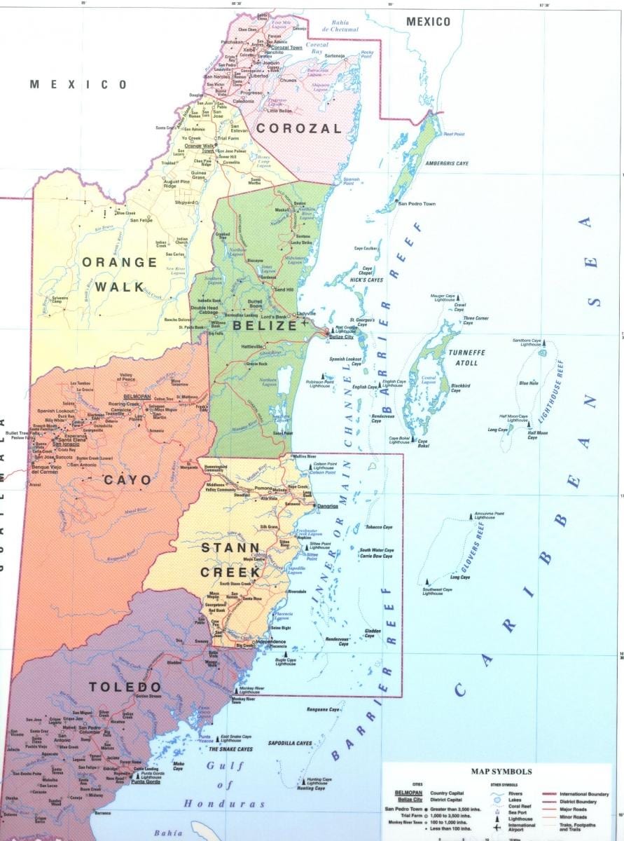 Karta za Belize distriktu