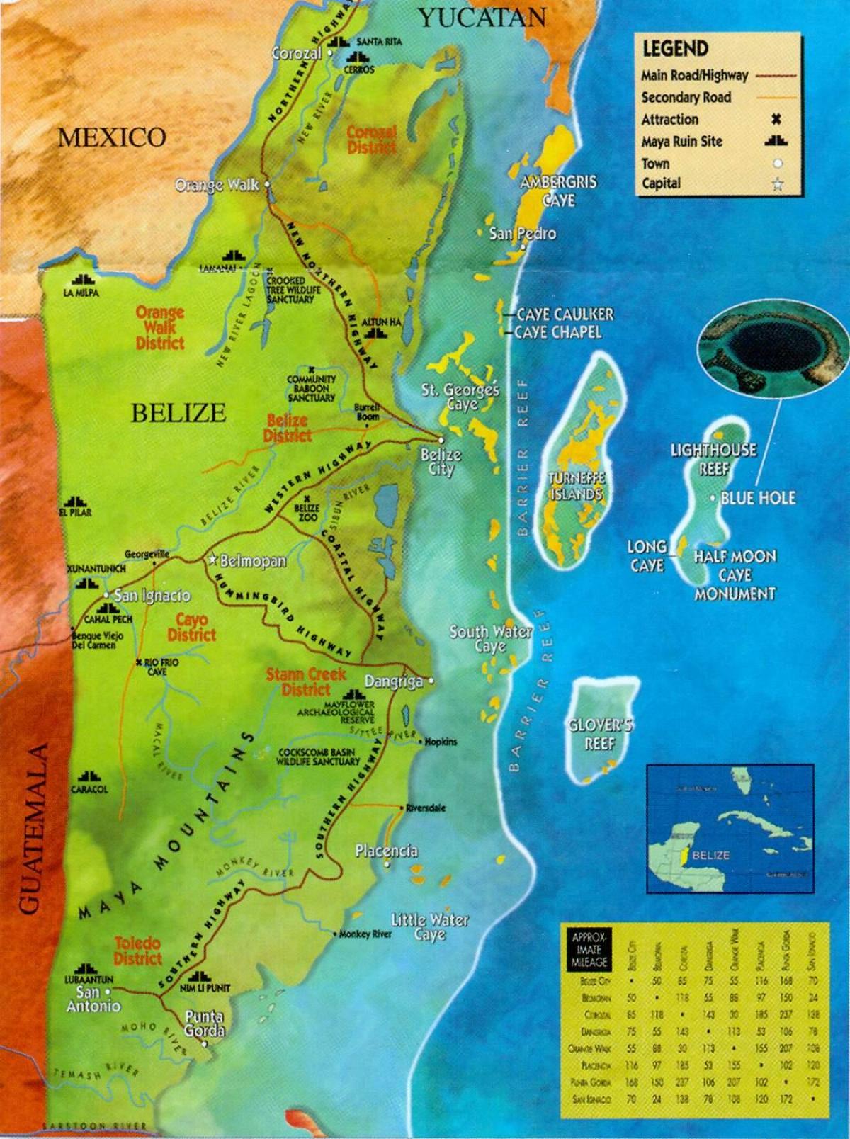 Belize ruševine mapu