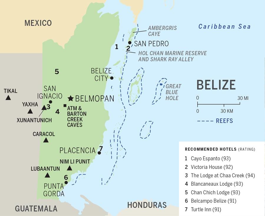 Karta za Belize plaže