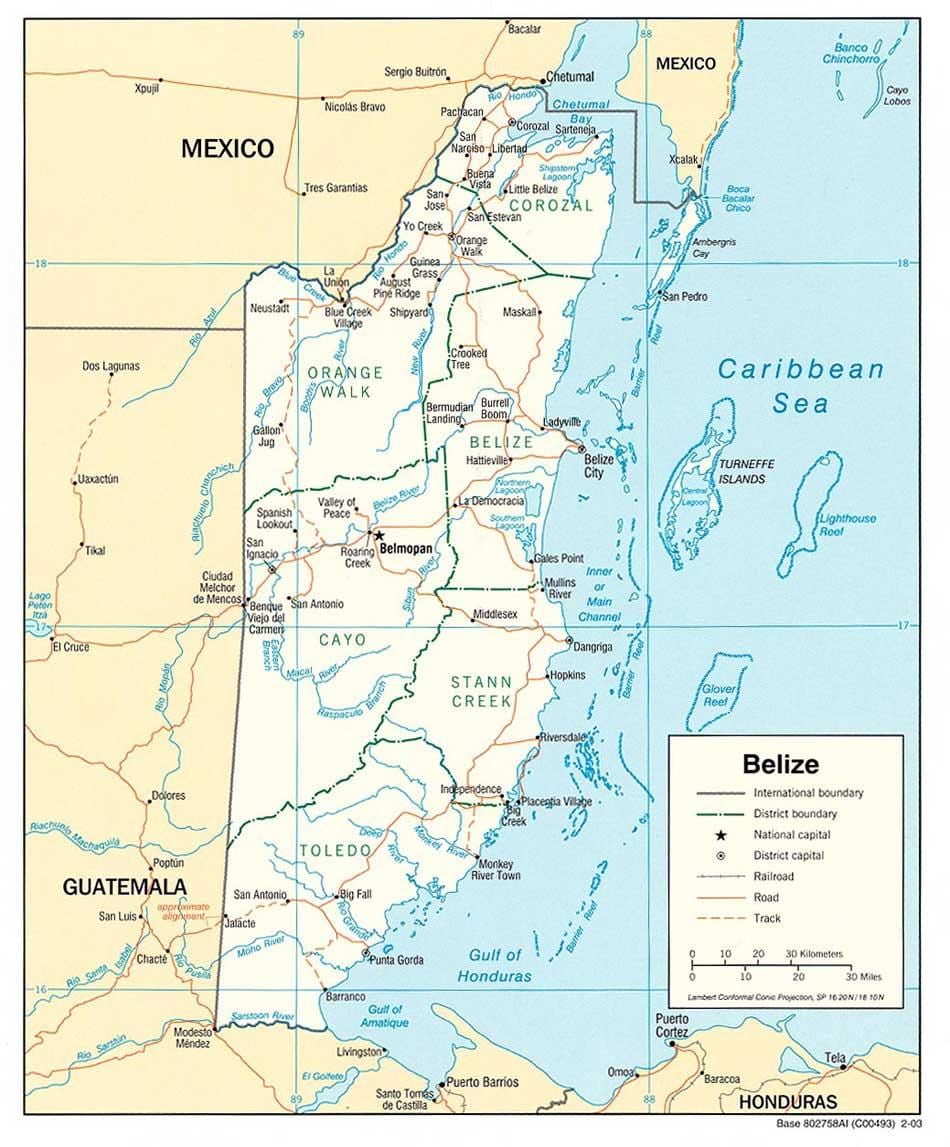 Belize rijeke mapu