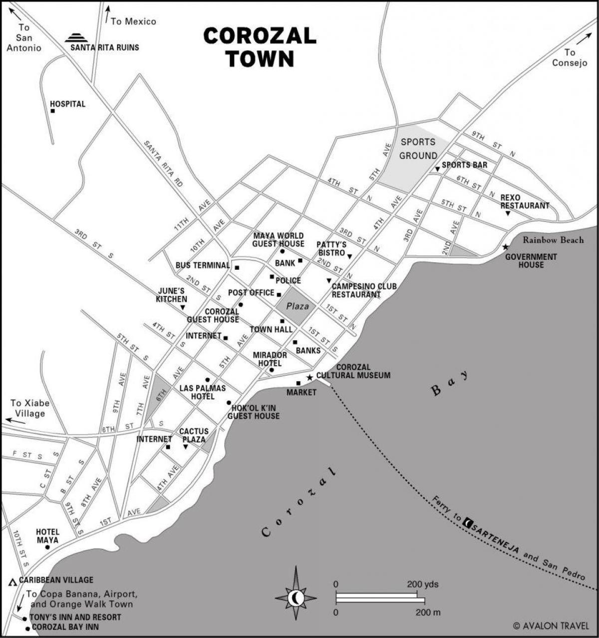 mapa corozal gradu Belize