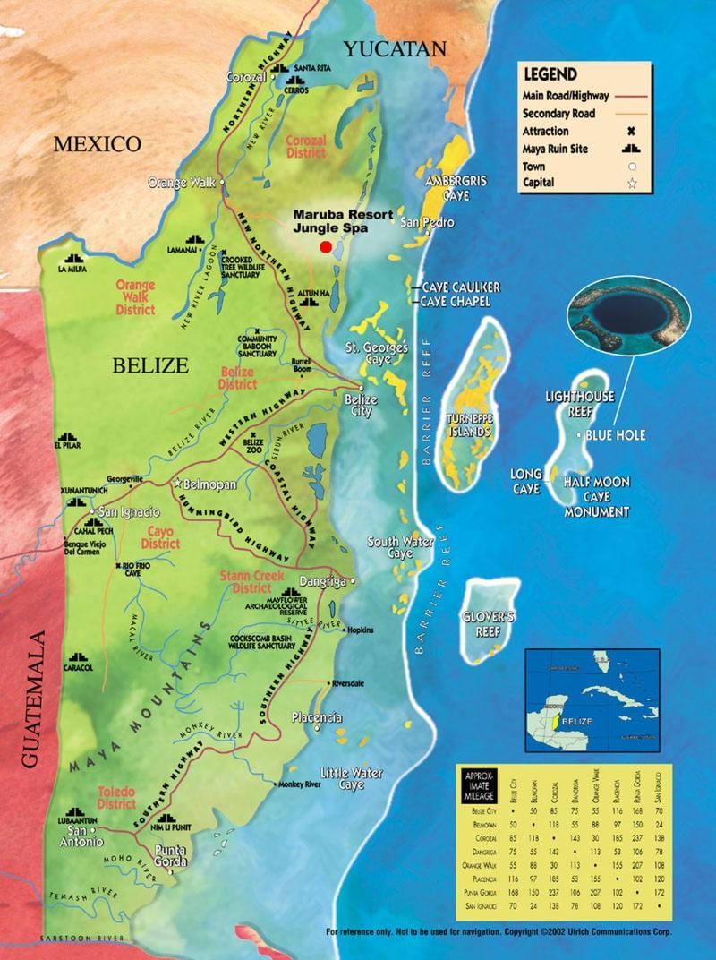 Mapa duhan kaj Belize