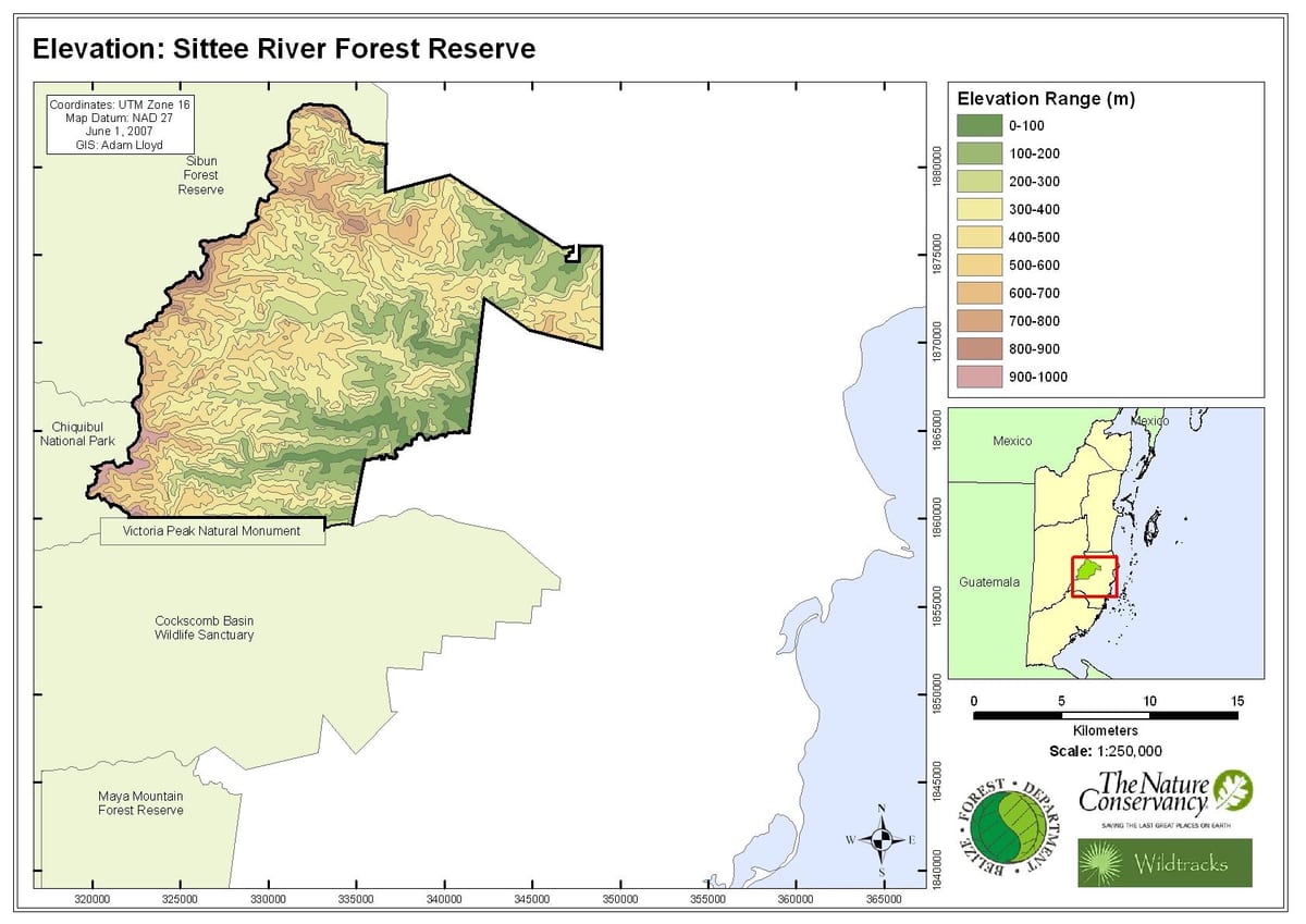 Mapa sittee rijeku Belize