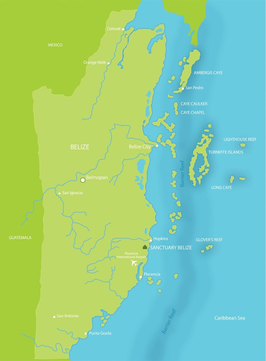 Mapa utočište Belize