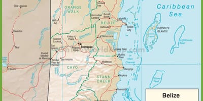 Belize autoput mapu