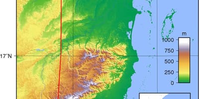 Mapa fizički Belize