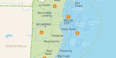 Karta za Belize i okolne države